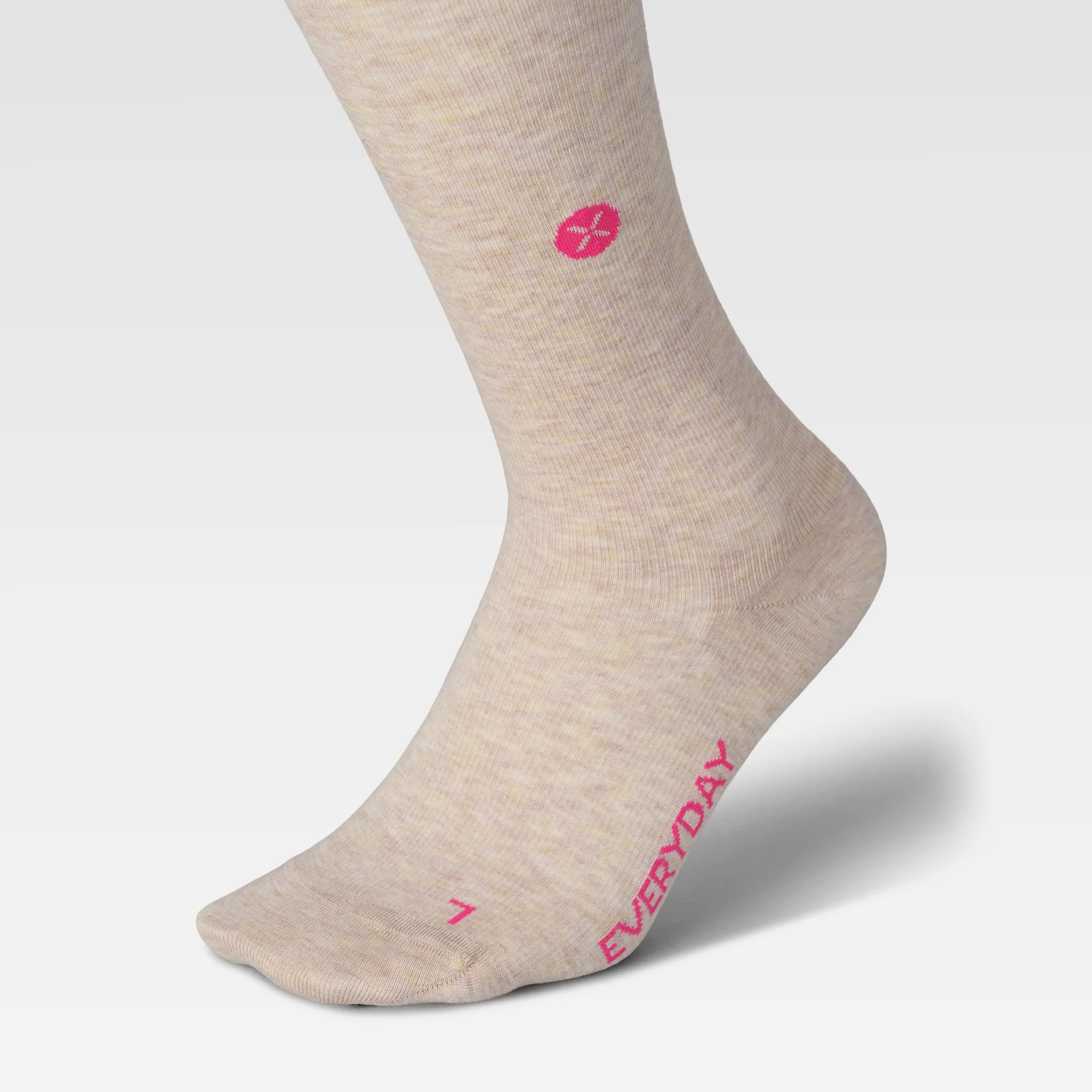 Cotton Everyday Socks Women | Sand Melange / Pink - Image 4