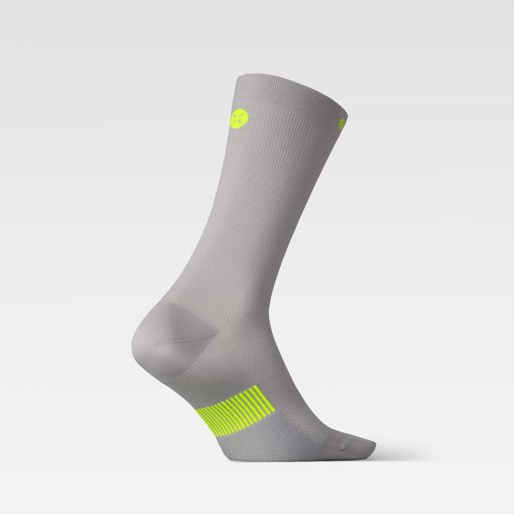 Cycling Mid-Calf Socks Men | Silver Grey / Yellow Fluo - Image 3