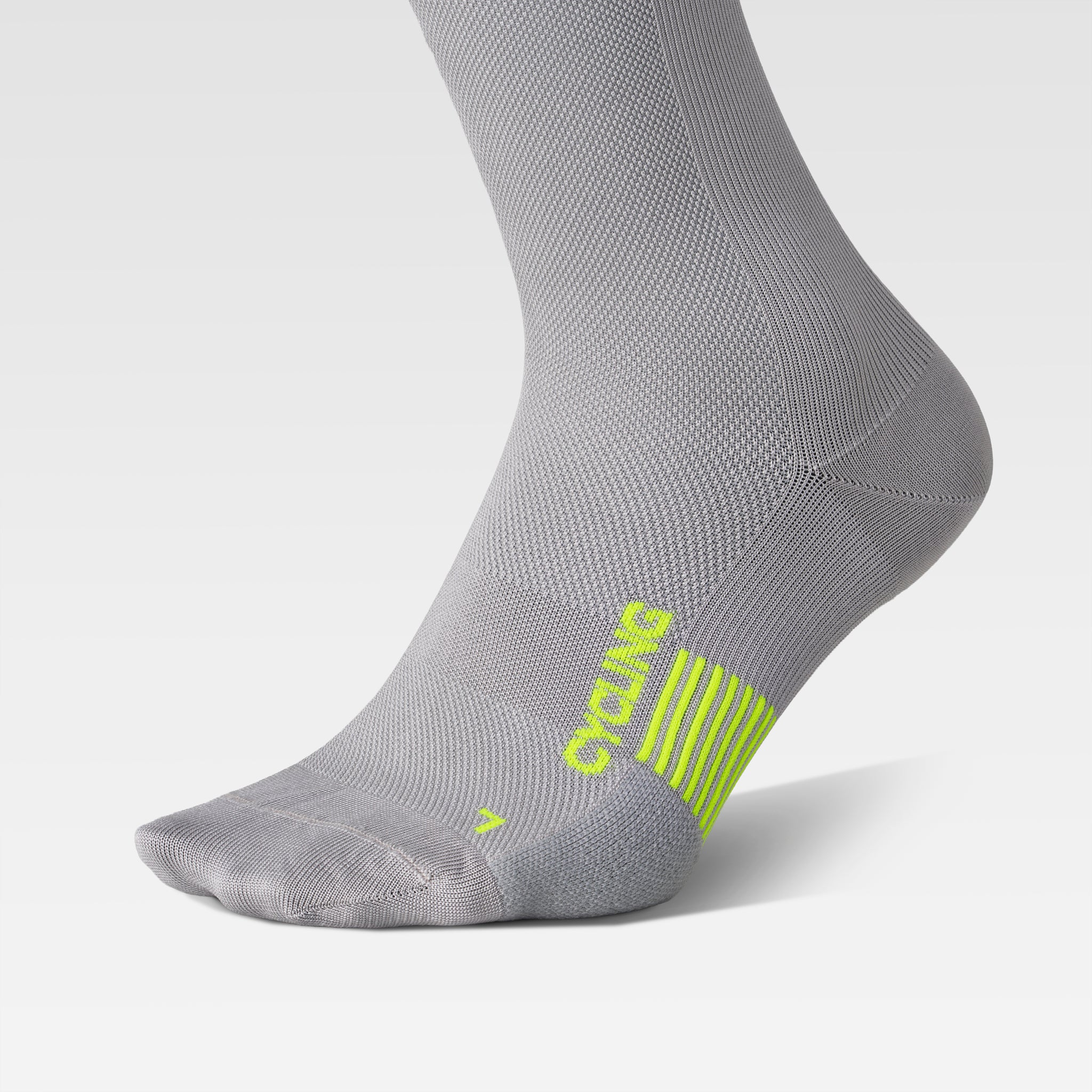 Cycling Mid-Calf Socks Men | Silver Grey / Yellow Fluo - Image 4