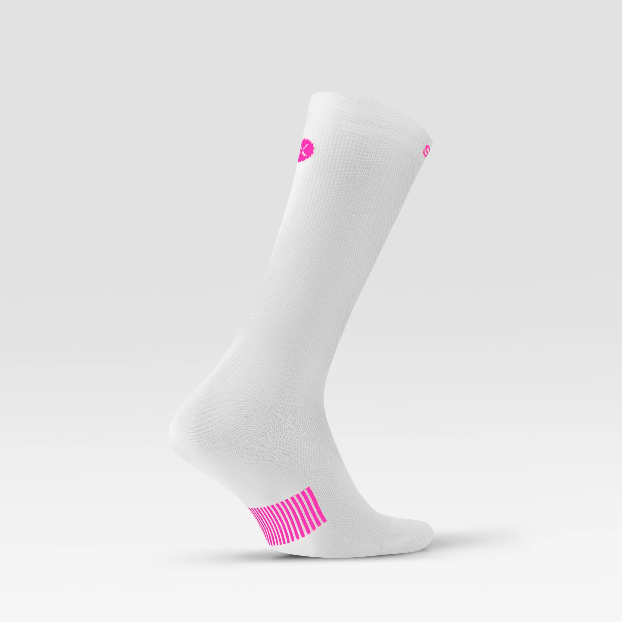 Cycling Mid-Calf Socks Men | White / Pink Fluo - Image 3