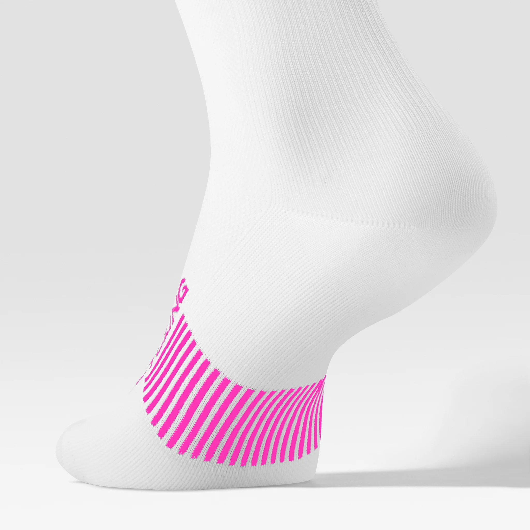Cycling Mid-Calf Socks Men | White / Pink Fluo - Image 4