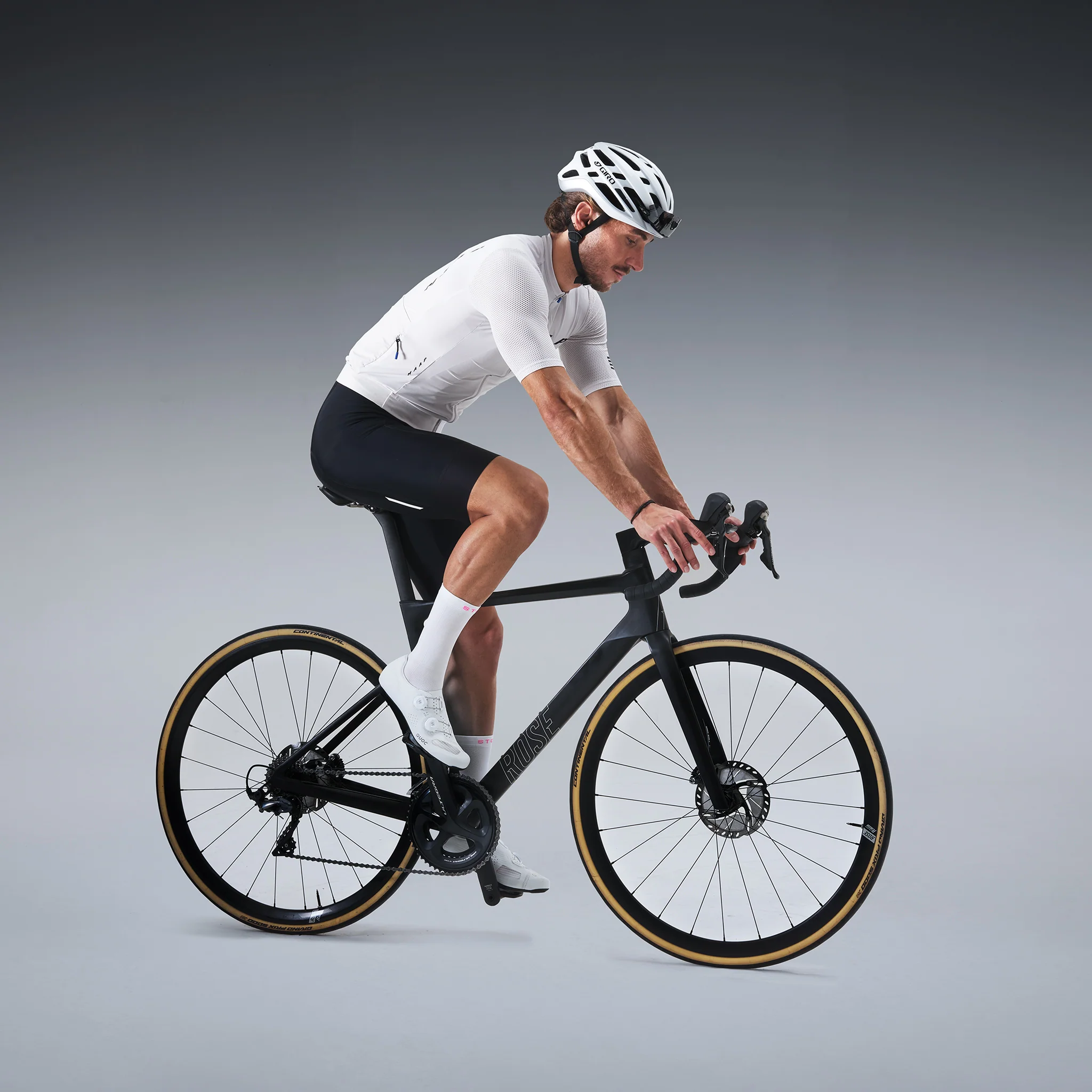 Cycling Mid-Calf Socks Men | White / Pink Fluo - Image 6