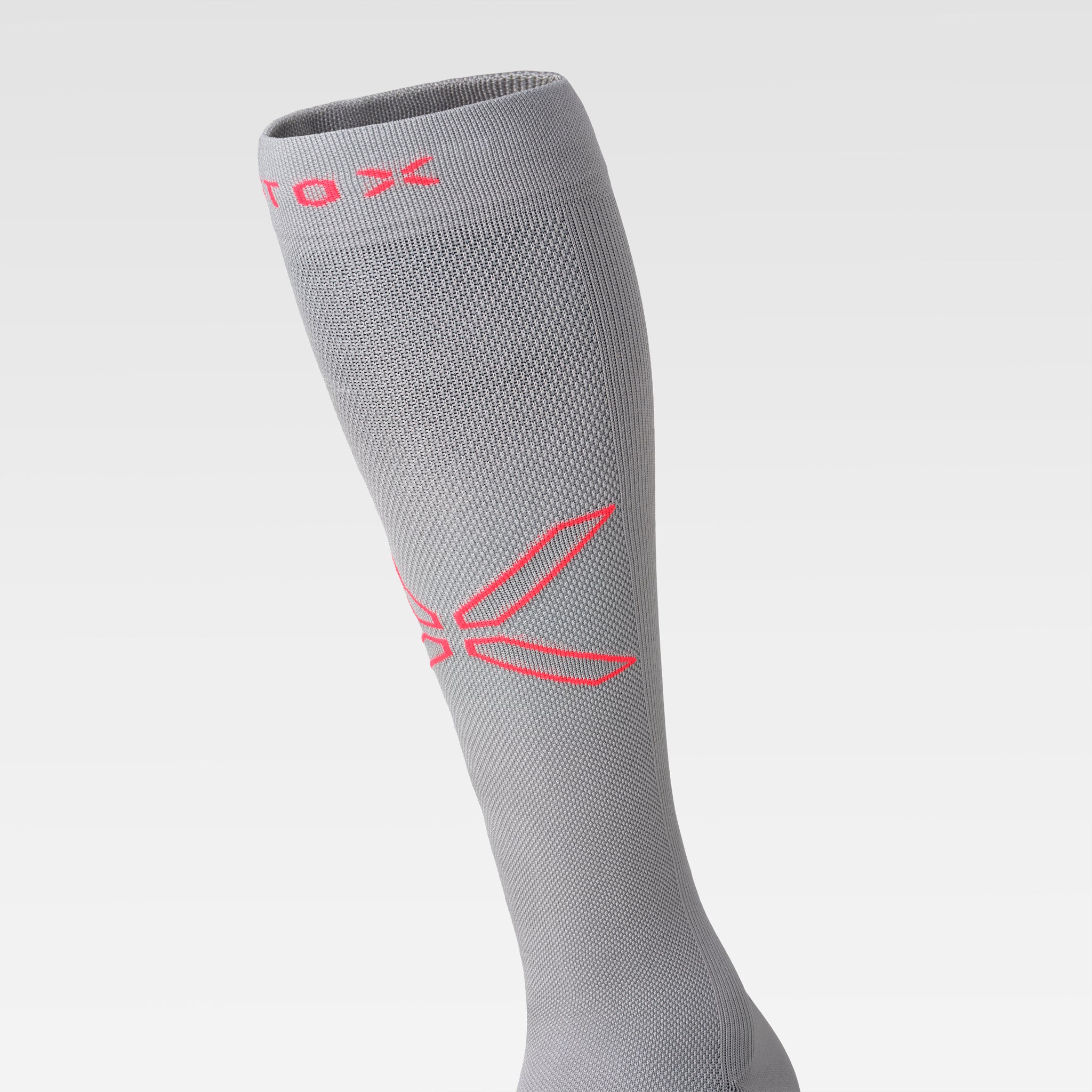 Cycling Socks Women | Silver Grey / Red Fluo - Image 4