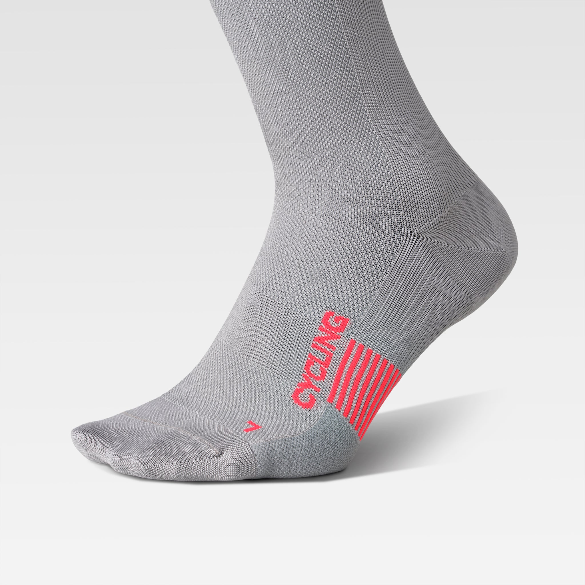 Cycling Socks Women | Silver Grey / Red Fluo - Image 5