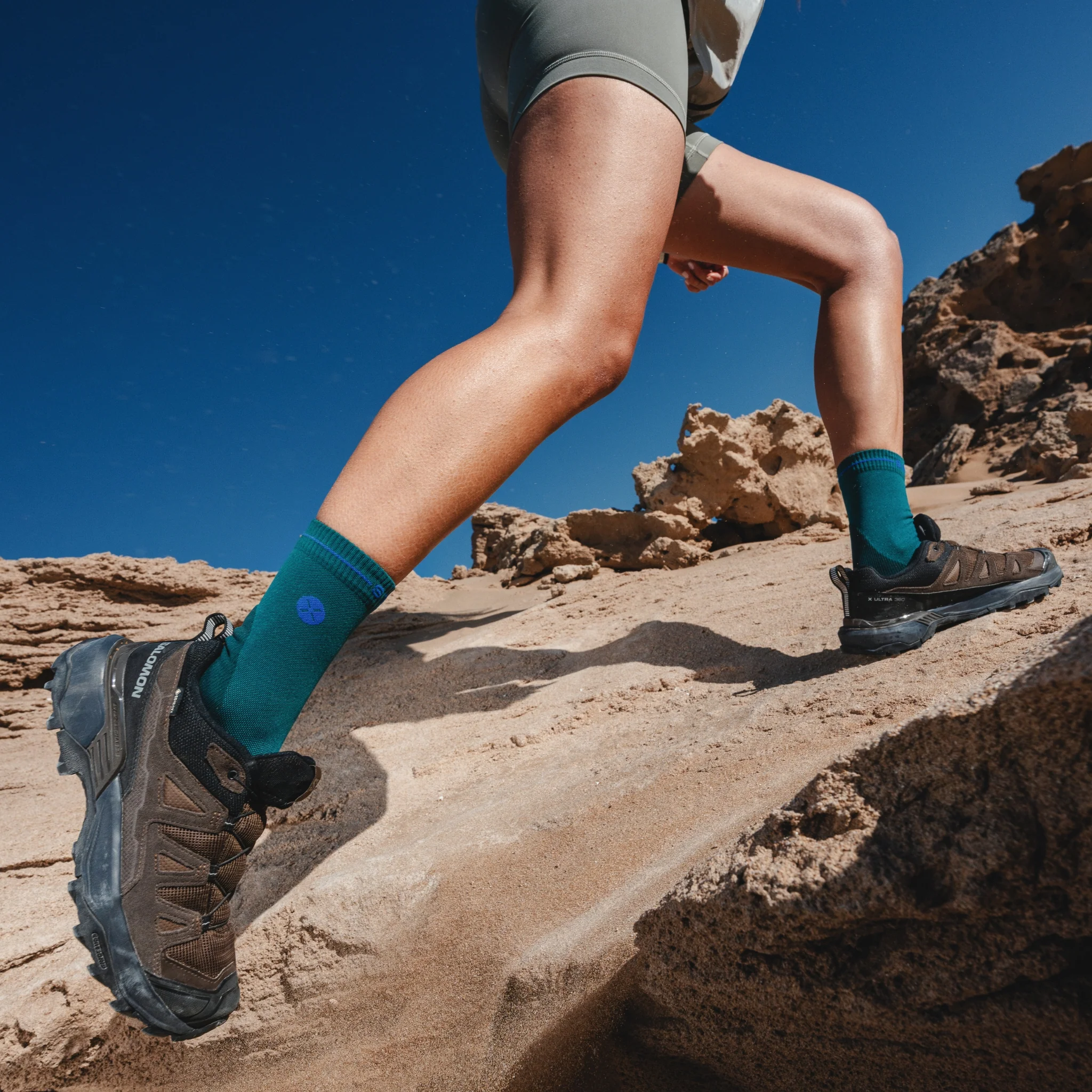 Dryarn® Hiking Ankle Socks Women | Green / Blue - Image 6