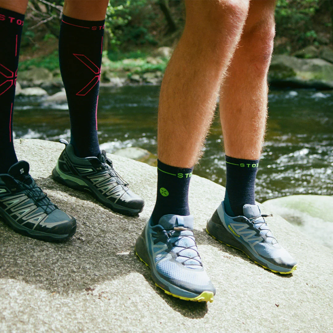 Merino Hiking Ankle Socks Men | Dark Blue / Green - Image 6