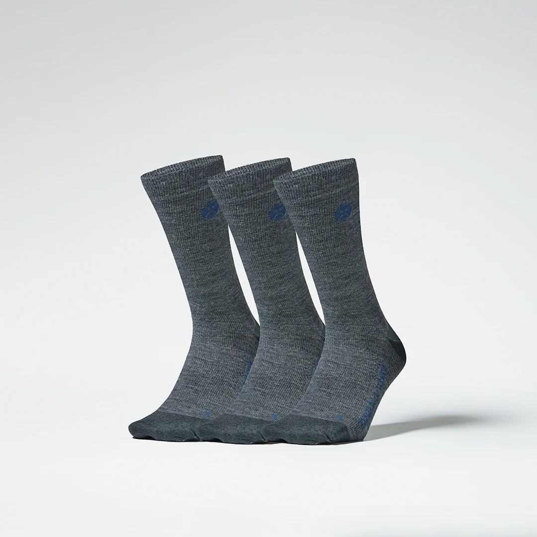 Merino Everyday Mid Calf Socks Men 3-Pack | Mid Grey / Blue
