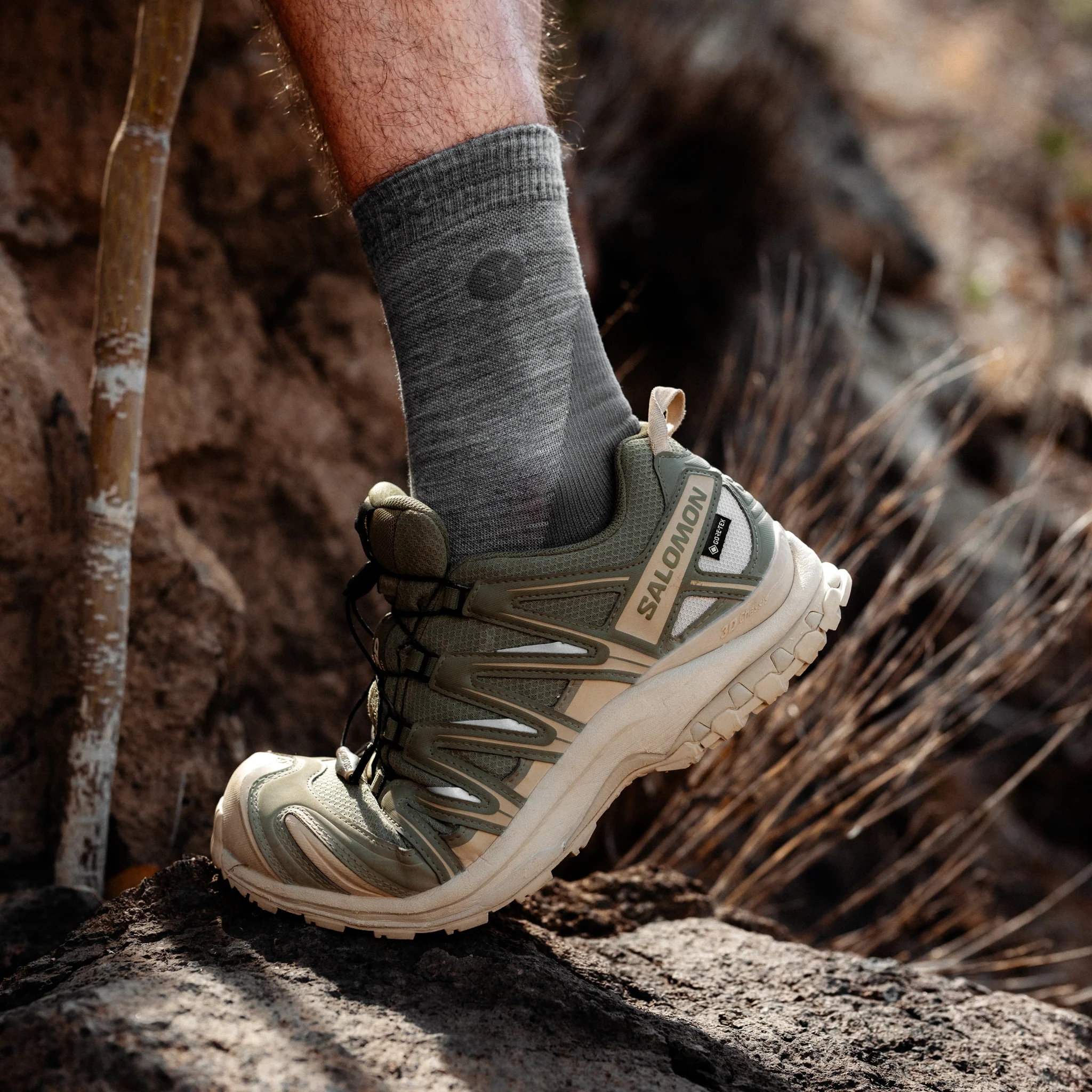 Merino Hiking Ankle Socks Men | Blue / Light Grey - Image 6