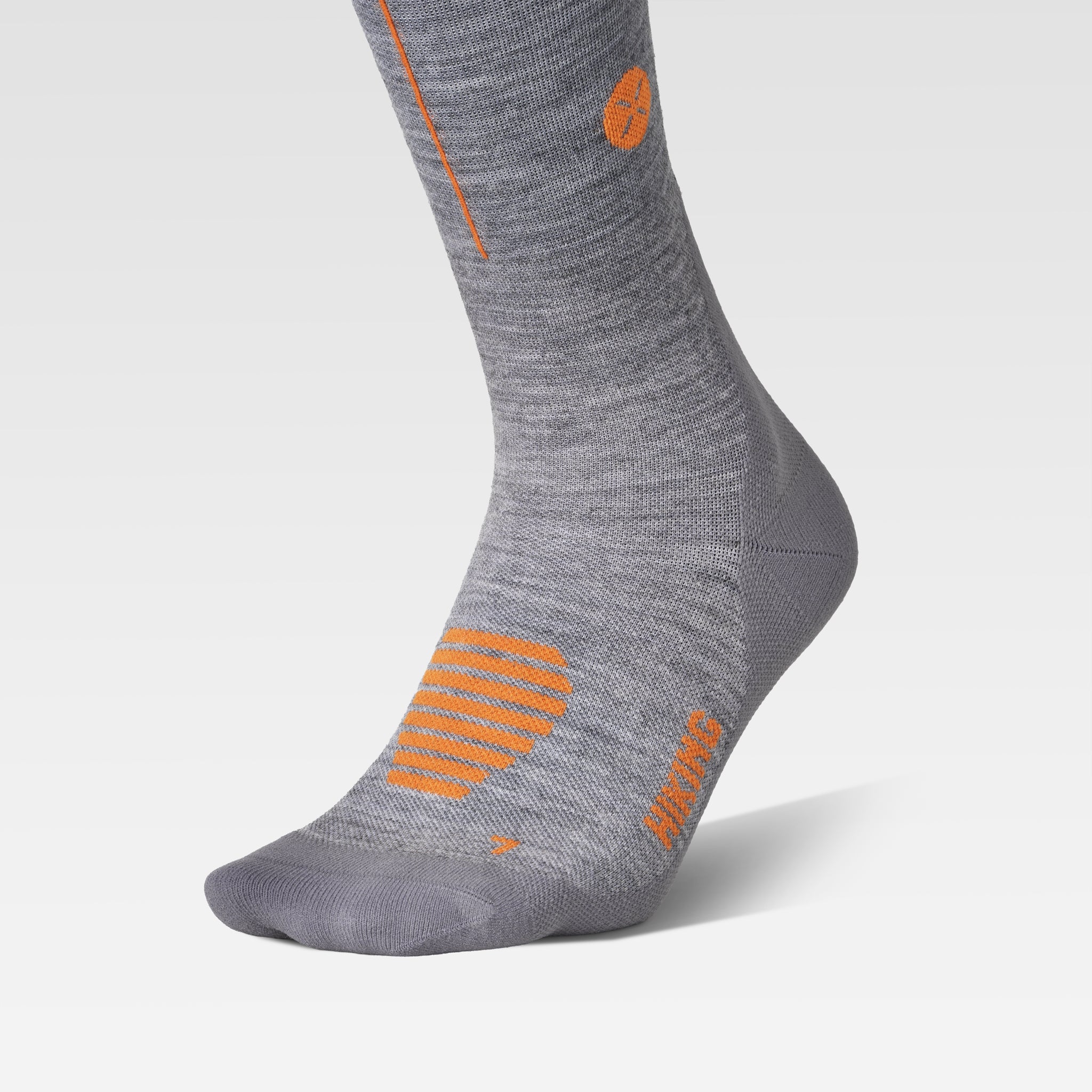 Merino Hiking Socks Women | Mid Grey  / Orange - Image 5