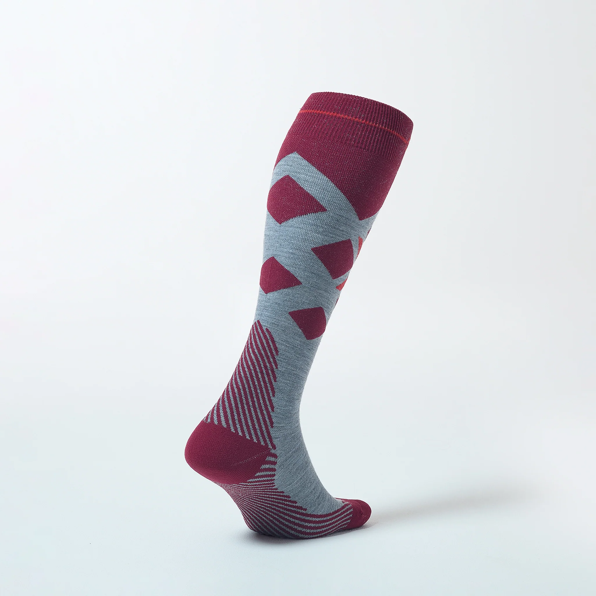 Merino Skiing Socks Men | Silver Grey / Barolo - Image 3