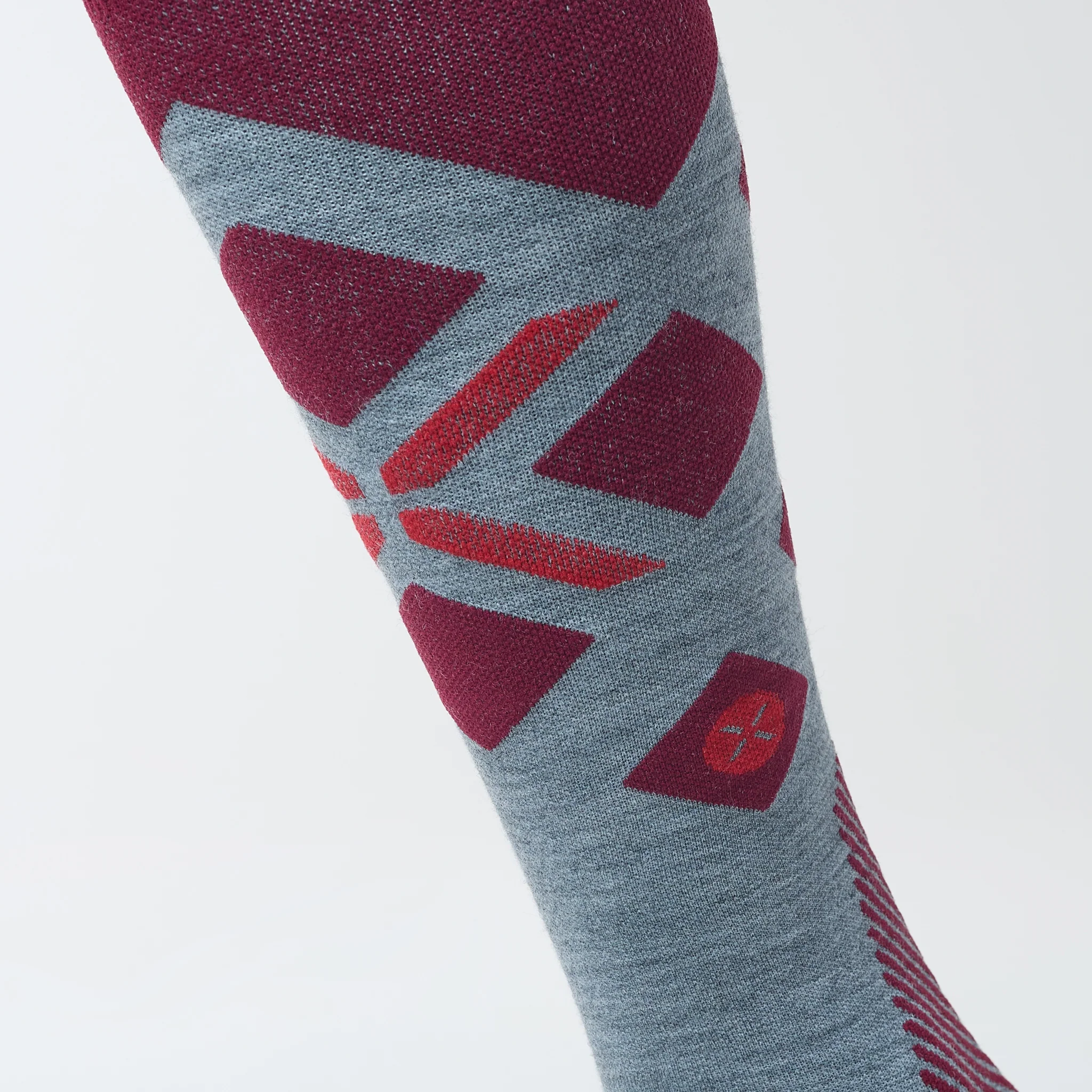 Merino Skiing Socks Men | Silver Grey / Barolo - Image 5