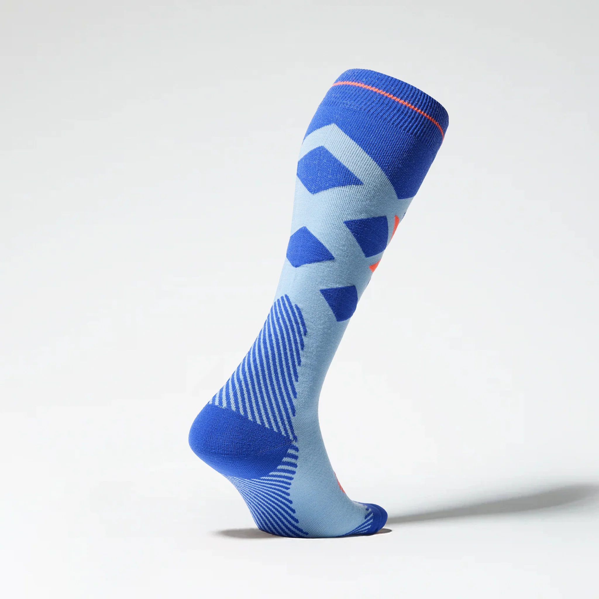 Merino Skiing Socks Men | SkyBlue / OrangeFluo - Image 3