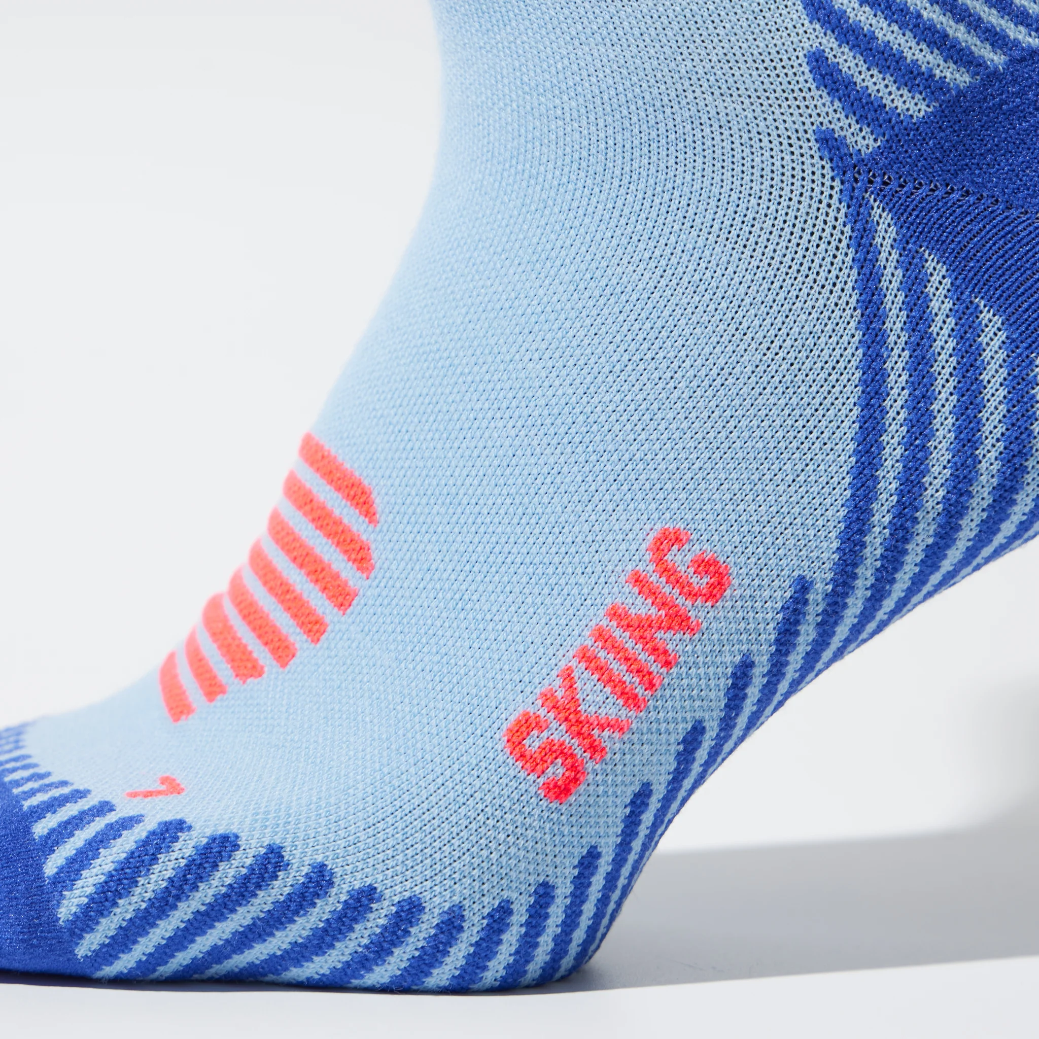 Merino Skiing Socks Men | SkyBlue / OrangeFluo - Image 4