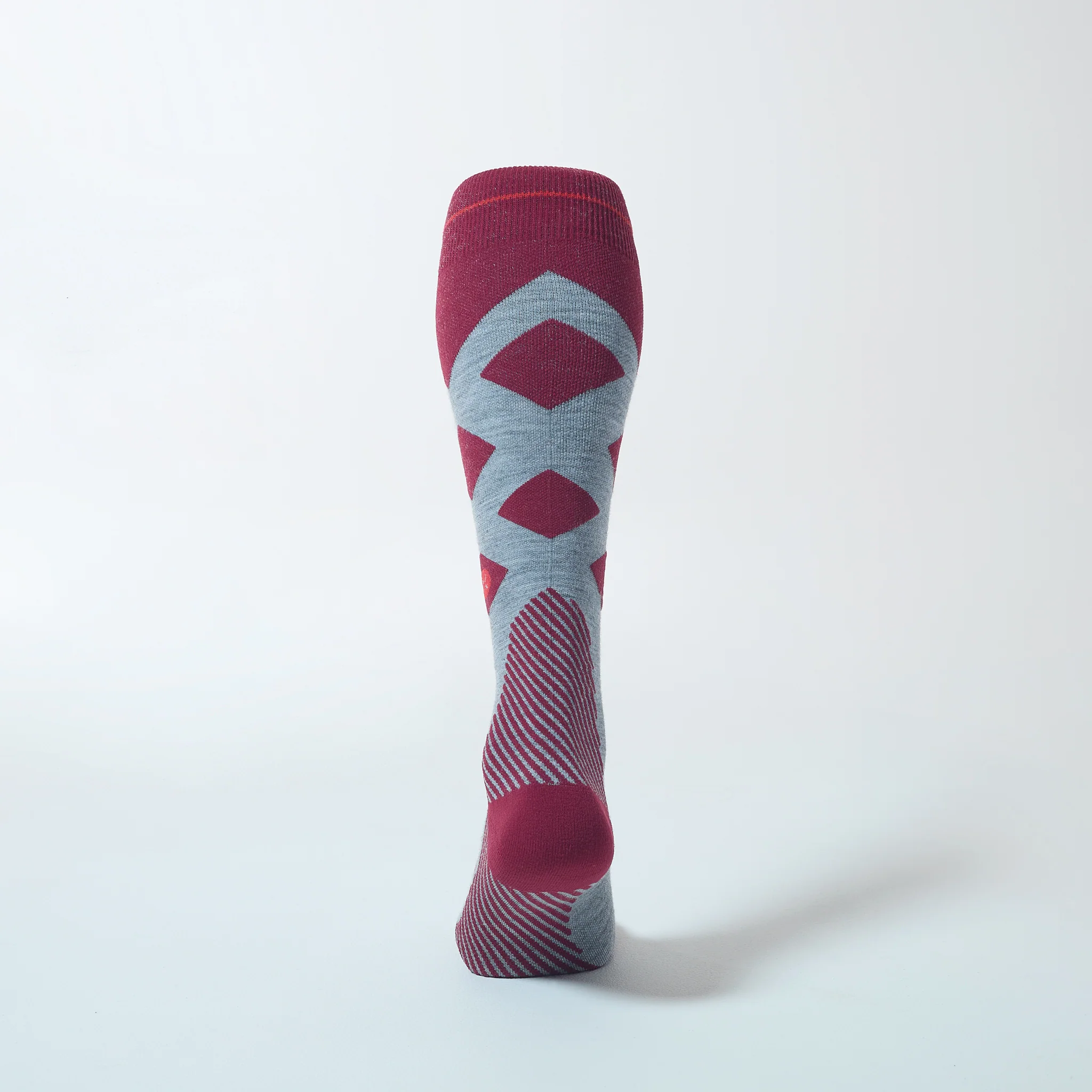 Merino Skiing Socks Women | Silver Grey / Barolo - Image 2