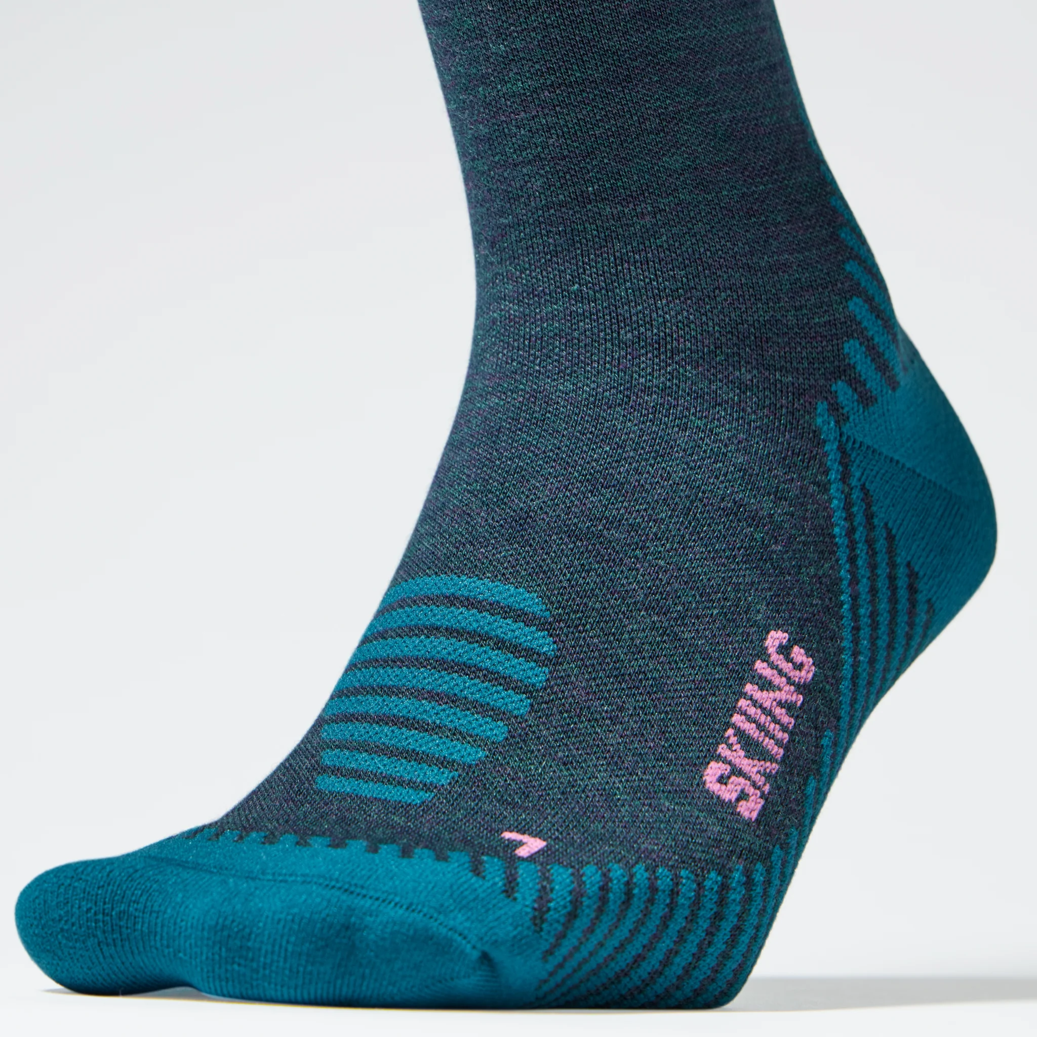 Merino Skiing Socks Women | Teal / Pink - Image 4