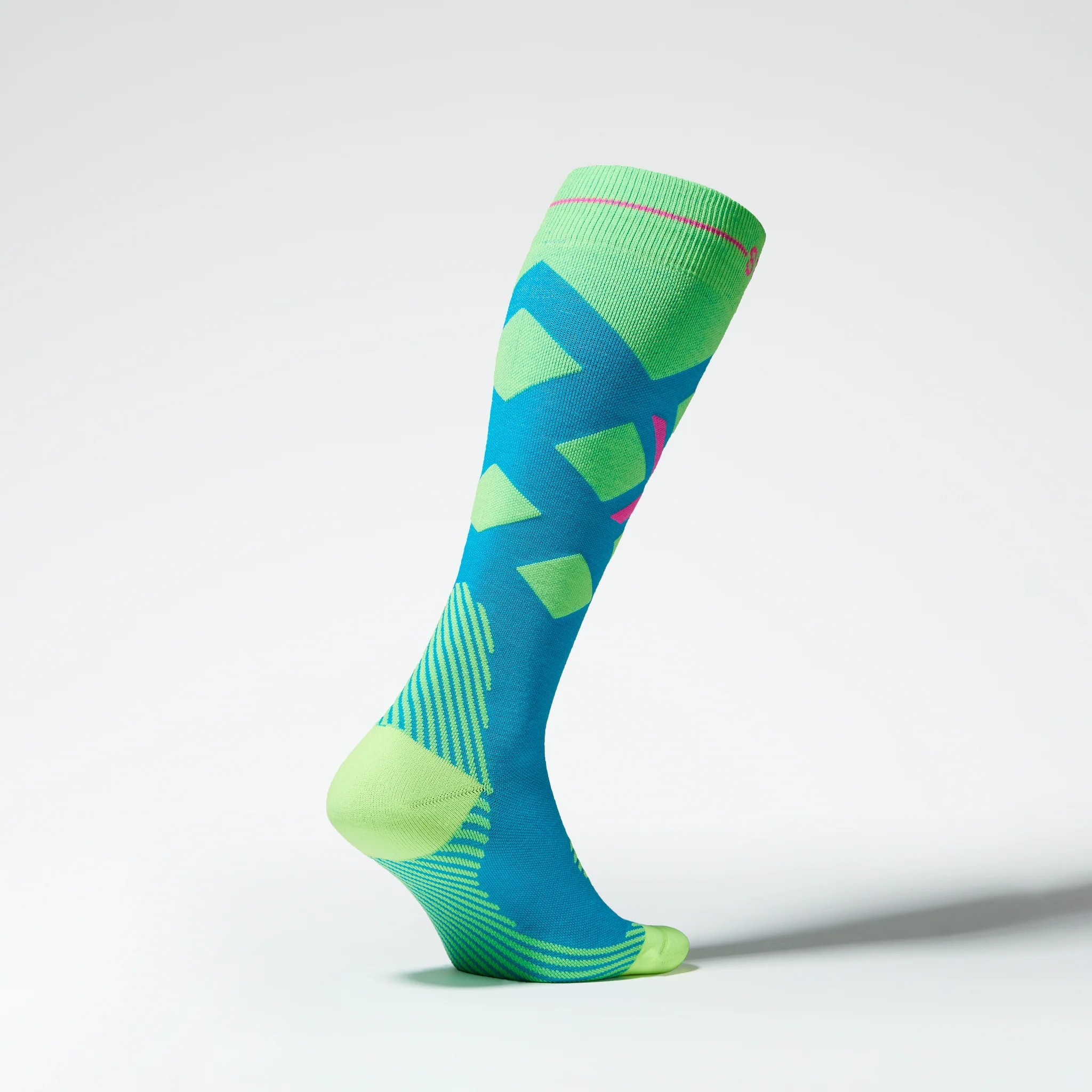 Merino Skiing Socks Women | Turquoise / Yellow Fluo - Image 3