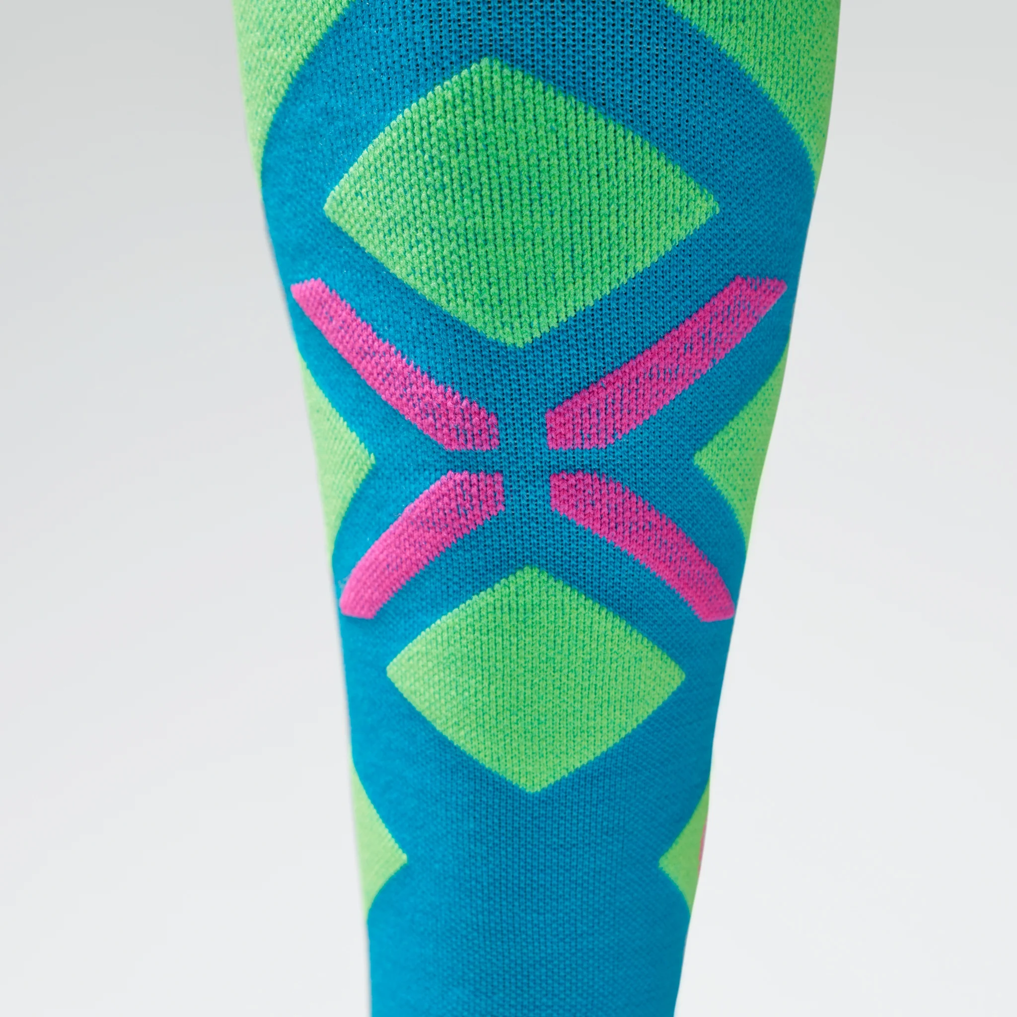 Merino Skiing Socks Women | Turquoise / Yellow Fluo - Image 4
