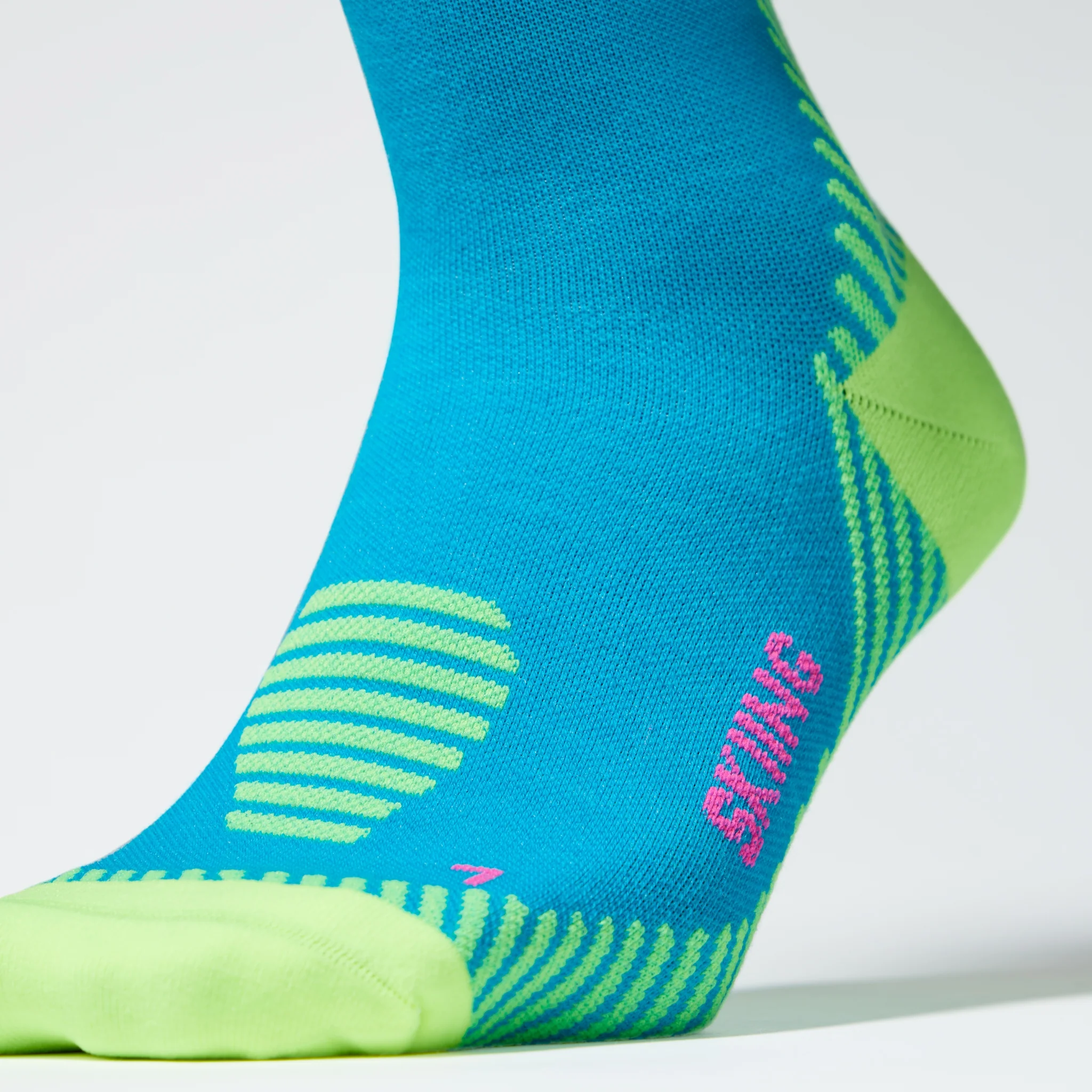 Merino Skiing Socks Women | Turquoise / Yellow Fluo - Image 5