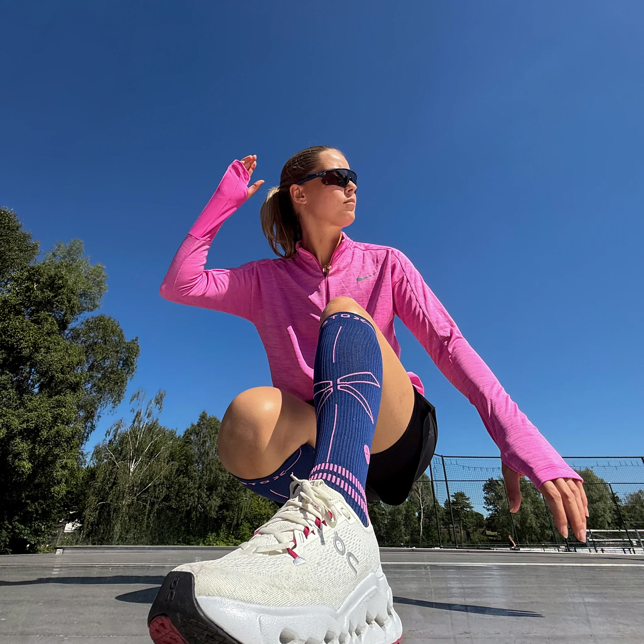 Running Socks Women | Dark Blue / Pink - Image 4
